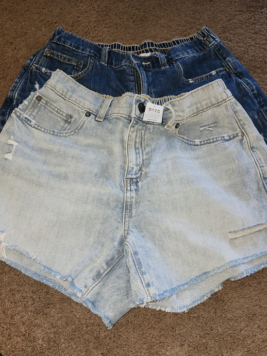 aerie Pants - aerie Light Wash Denim Shorts with Frayed Hem